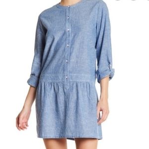 SOFT JOIE Amiri Long Sleeve Chambray Flounce Dress